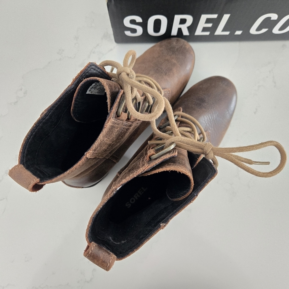 Sorel Cate Lace-Up NL3385-282 Brown Leather Waterproof Winter Boots Size 7.5 - Picture 7 of 7